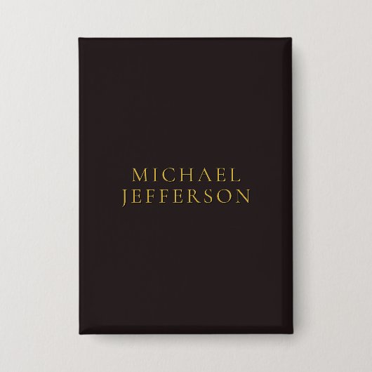 Licorice Black Gold Minimalist Plain Modern Name Button (Voorkant)