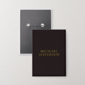 Licorice Black Gold Minimalist Plain Modern Name Button (Voorkant / Achterkant)