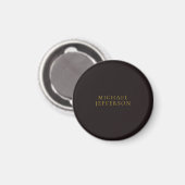 Licorice Black Gold Minimalist Plain Modern Name Magneet (Voorkant / Achterkant)