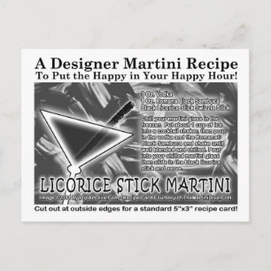 Licorice Stick Snoep Martini Recipe Card Briefkaar Briefkaart
