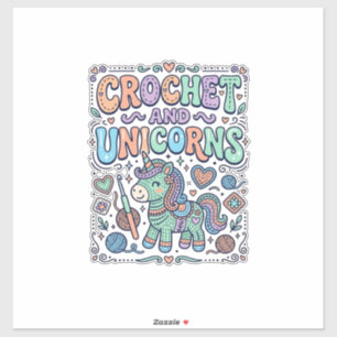 Licorne au Crochet et Autocollant Licorne Kawaii e