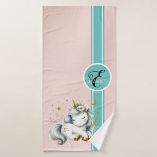 Licorne bébé, monogramme d'étoiles colorées