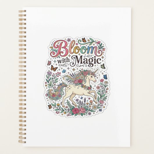 Licorne Bloom avec Typographie Vectorielle Premium (Devant)