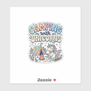Licorne Camping avec Licorne Kawaii Autocollant et