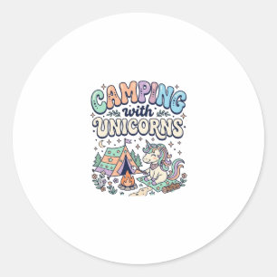 Licorne Camping avec Licornes Kawaii Autocollant e