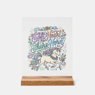 Licorne Cœur Doux Corne Pointue Fond Blanc Typogra