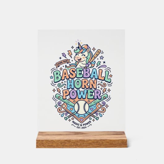 Licorne Corne de Baseball Puissance Kawaii Design (Recto)