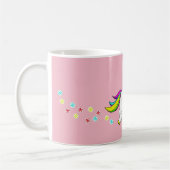 Licorne d'arc-en-ciel et tasse rose de fleurs (Gauche)