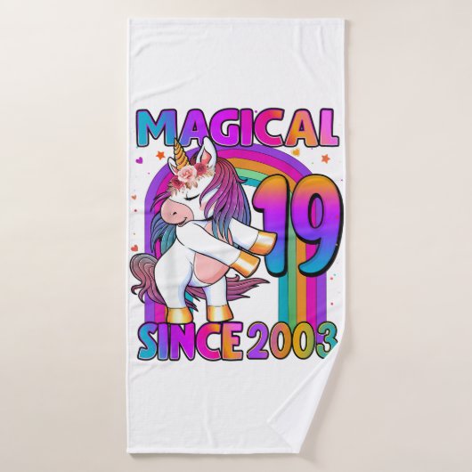 Licorne de 19 ans faisant le flossing pour son 19è (Serviette de bain)