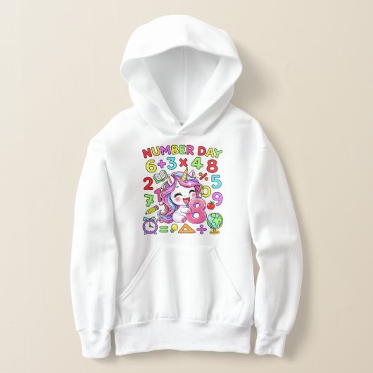 Licorne de jour de nombre Math Numbers Sweat à cap (Poser)