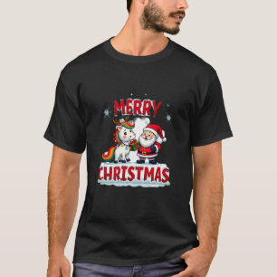 Licorne de Noël mignonne Santa sur T-Shirt de Noël