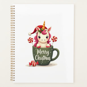 Licorne de Noël vintage dans un mug Joyeux Noël C