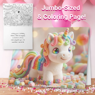 Licorne de taille Jumbo et carte avec page de colo