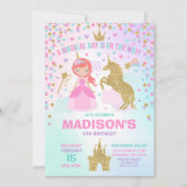 Licorne et princesse Invitation Magical Birthday (Devant)
