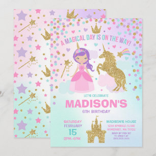 Licorne et princesse Invitation Magical Birthday