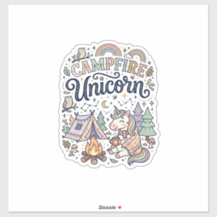 Licorne Feu de camp Licorne Autocollant vectoriel