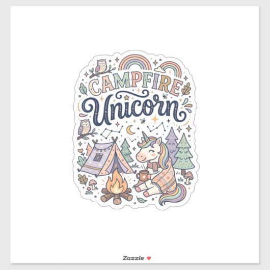 Licorne Feu de camp Licorne Autocollant vectoriel (Feuille)