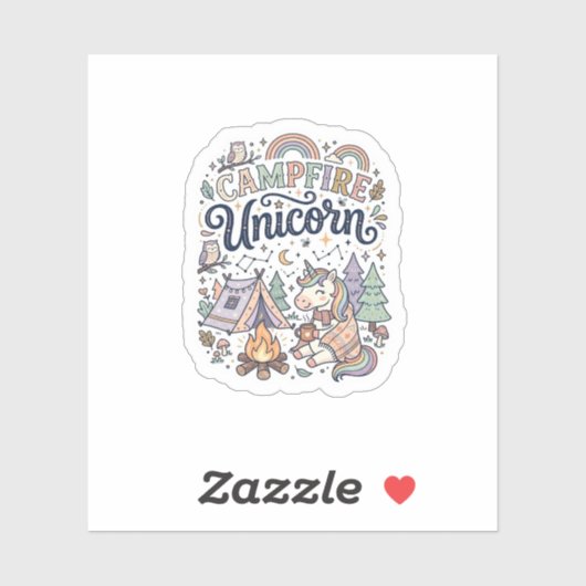Licorne Feu de camp Licorne Autocollant vectoriel (Feuille)