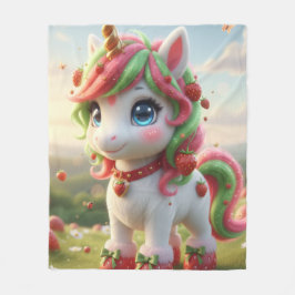 licorne fraise fleece deken