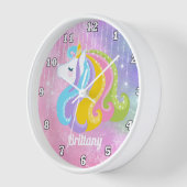 licorne magique ajouter nom filles horloge murale (Angle)