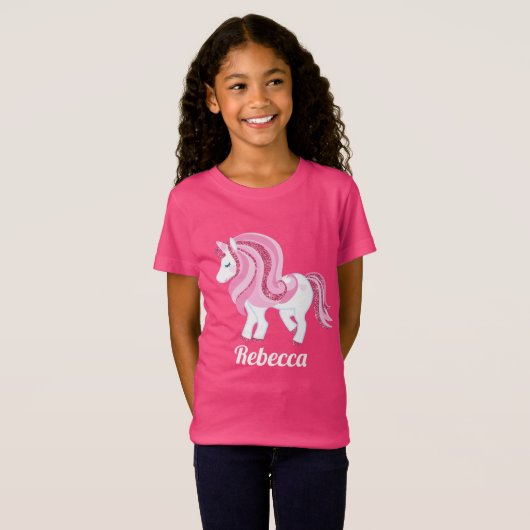 licorne magique ajouter nom filles t-shirt (Devant entier)