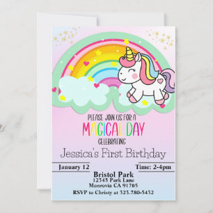 licorne magique arc-en-ciel première invitation à