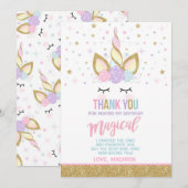 Licorne magique d'or de rose de carte de (Devant / Derrière)