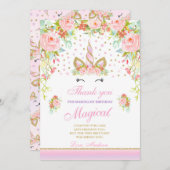 Licorne magique d'or de rose de carte de (Devant / Derrière)