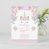 Licorne magique d'or de rose de carte de (Debout devant)