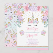 Licorne magique d'or de rose de carte de (Devant / Derrière)