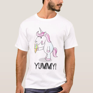 Licorne mangeant le T-shirt de crème glacée