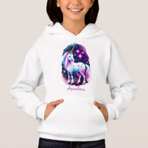 licorne mignonne devant un ciel étoilé scintillant