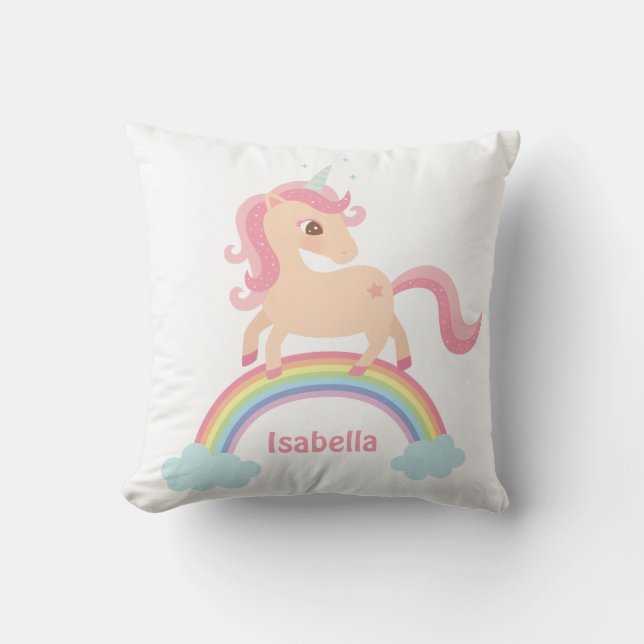 Licorne mignonne sur le coussin de décor de pièce (Recto)