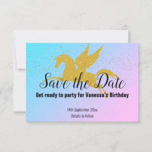 LICORNE OR PLUIE ARC-EN-CIEL SAVE THE DATE RSVP