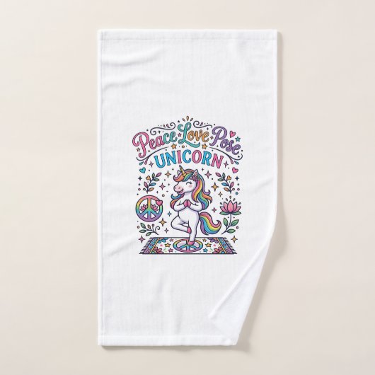 Licorne Paix Amour Pose Licorne Fond Blanc S (Serviette à main)