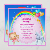 Licorne, princesse Kitty et invitations de partie (Devant / Derrière)