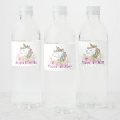 licorne, rose floral, étiquette bouteille d'eau (Bouteilles)