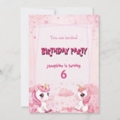 Licorne Rose Mignonne une Invitation d'Anniversair (Devant)