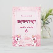Licorne Rose Mignonne une Invitation d'Anniversair (Debout devant)