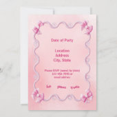 Licorne Rose Mignonne une Invitation d'Anniversair (Dos)