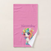 Licorne Rose Personnalisée (Serviette à main)