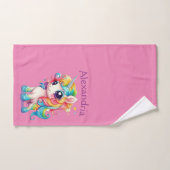 Licorne Rose Personnalisée (Serviette à main)