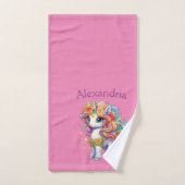 Licorne Rose Personnalisée (Serviette à main)