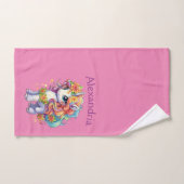 Licorne Rose Personnalisée (Serviette à main)