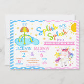 Licorne & Splash Pad Invitation d'anniversaire com (Devant)