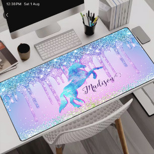 Licorne turquoise élégante avec monogramme et gout