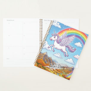 Licorne Volante de Dessin Animé avec Arc-en-Ciel
