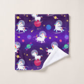 Licornes Arc-En-Ciel Dans L'Espace Ombre Violette (Gant de toilette)