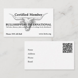Lid van Bullshippers International met QR-code Visitekaartje