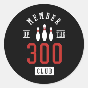 Lid Van De 300 Club Bowling Byll Strike Pins Ronde Sticker
